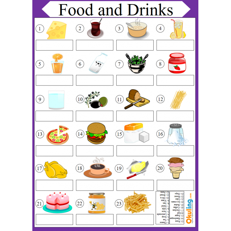 Ingilizce Food And Drinks Yiyecekler Ve Ecekler Yaz Sil Al Ma Ka D
